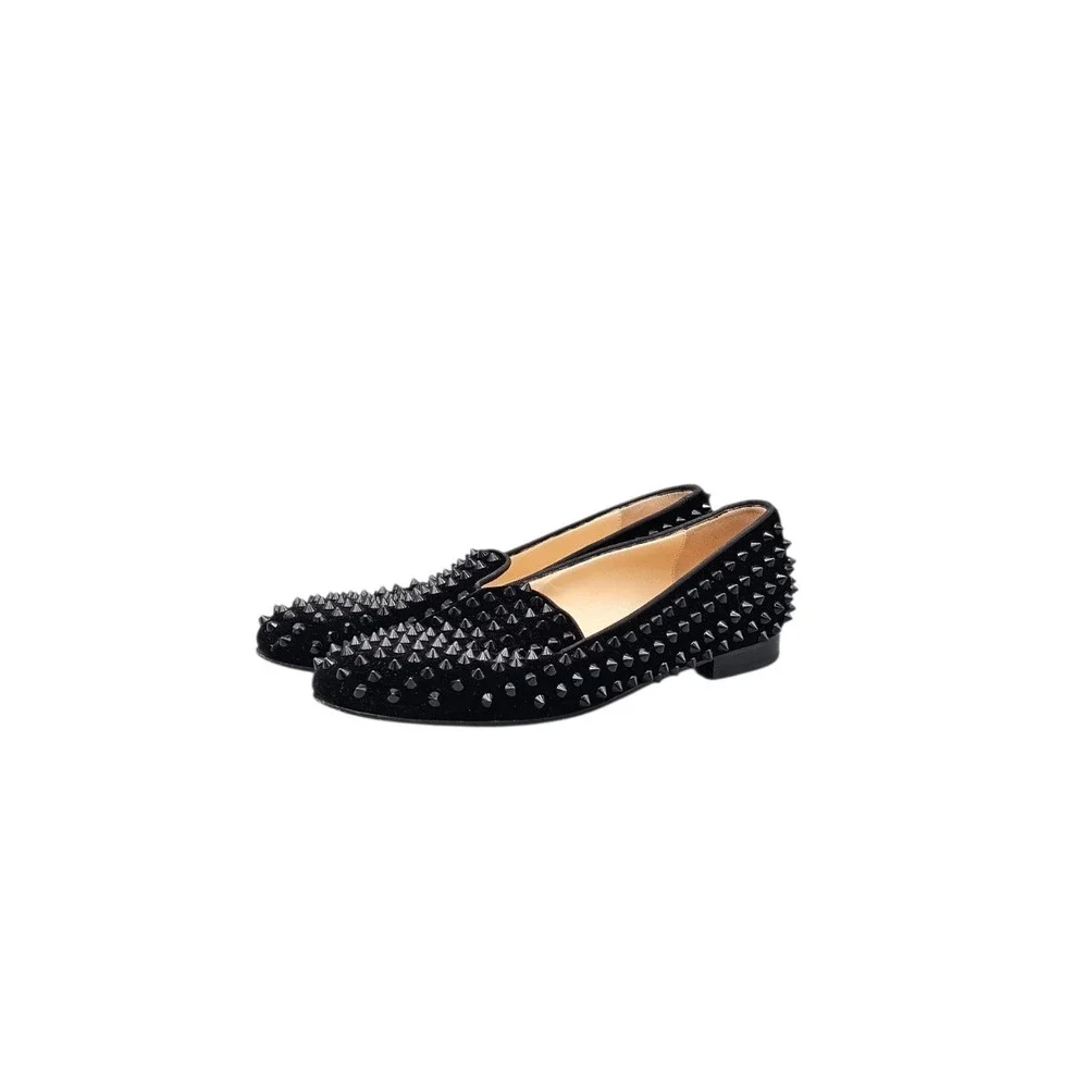 Christian Louboutin Womens Size 38/ 8 US EUC Dandelion Black Spike Loafers Flats - Picture 3 of 8